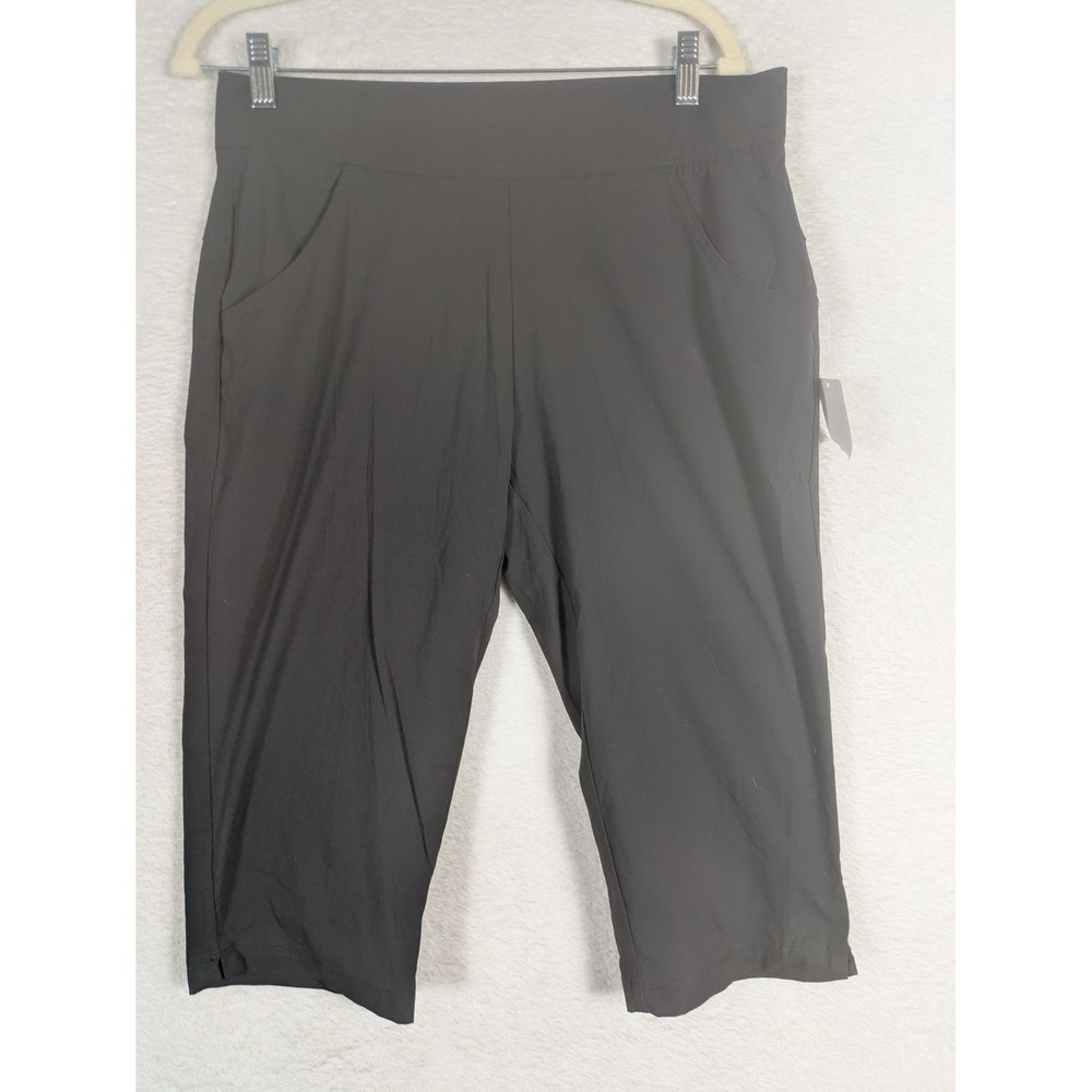 NEW Columbia Anytime Casual Capri Women's L Black Stretch Nylon Hiking Pants